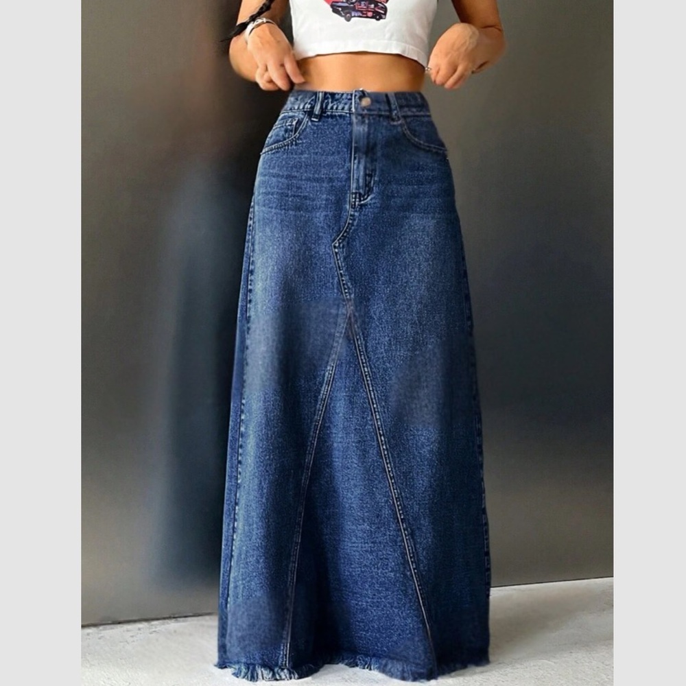 Long denim skirt